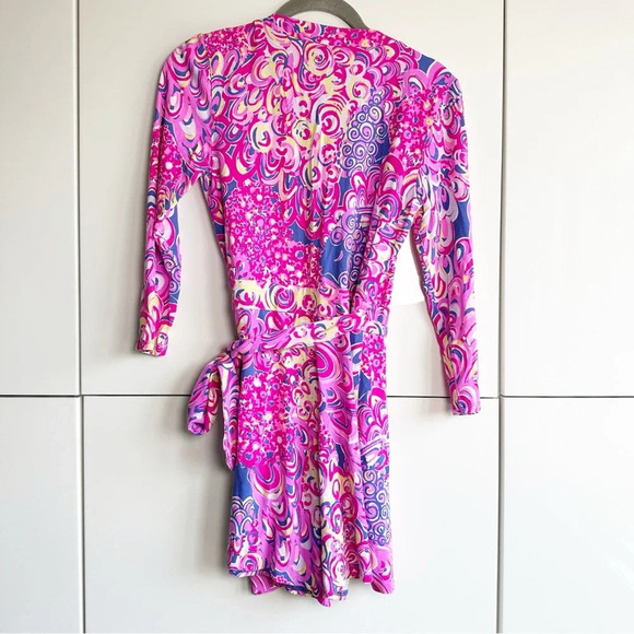 Lilly Pulitzer Karlie Wrap Front Romper Pink Multicolor Size XS Tie Front - Picture 5 of 9